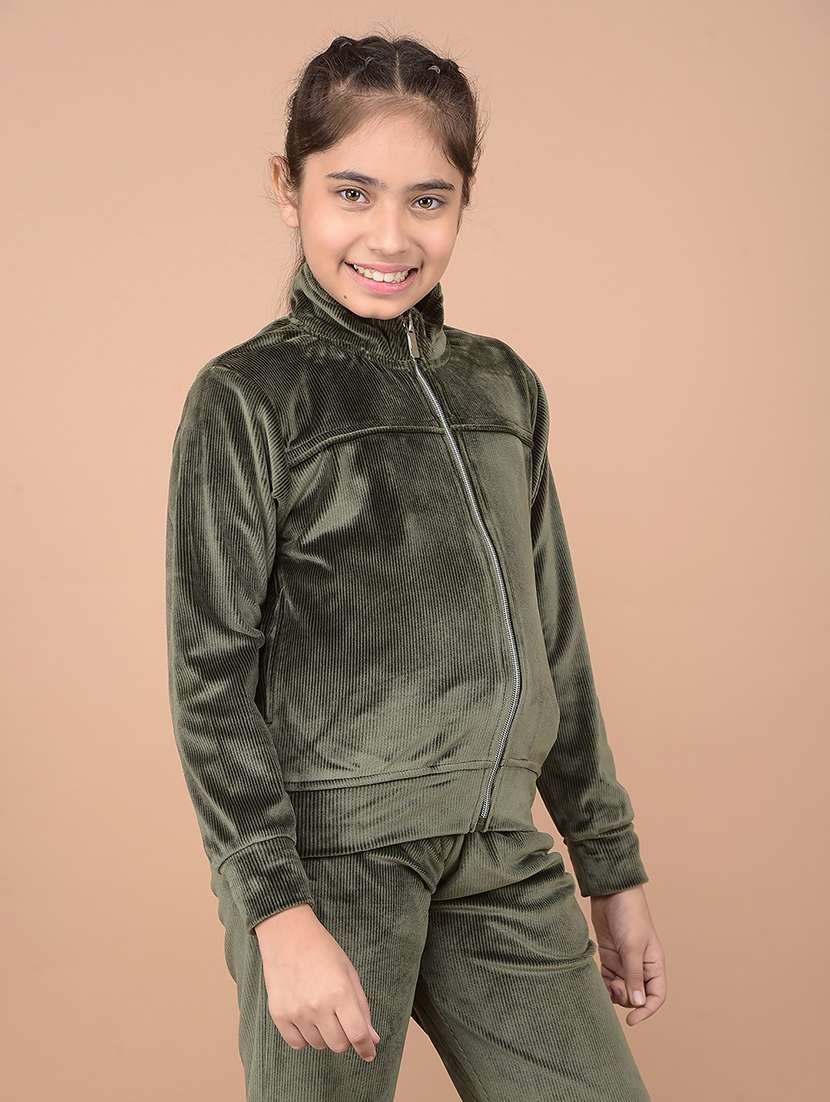 girls olive solid long sleeve sweatshirt - 21688439 - Standard Image - 2