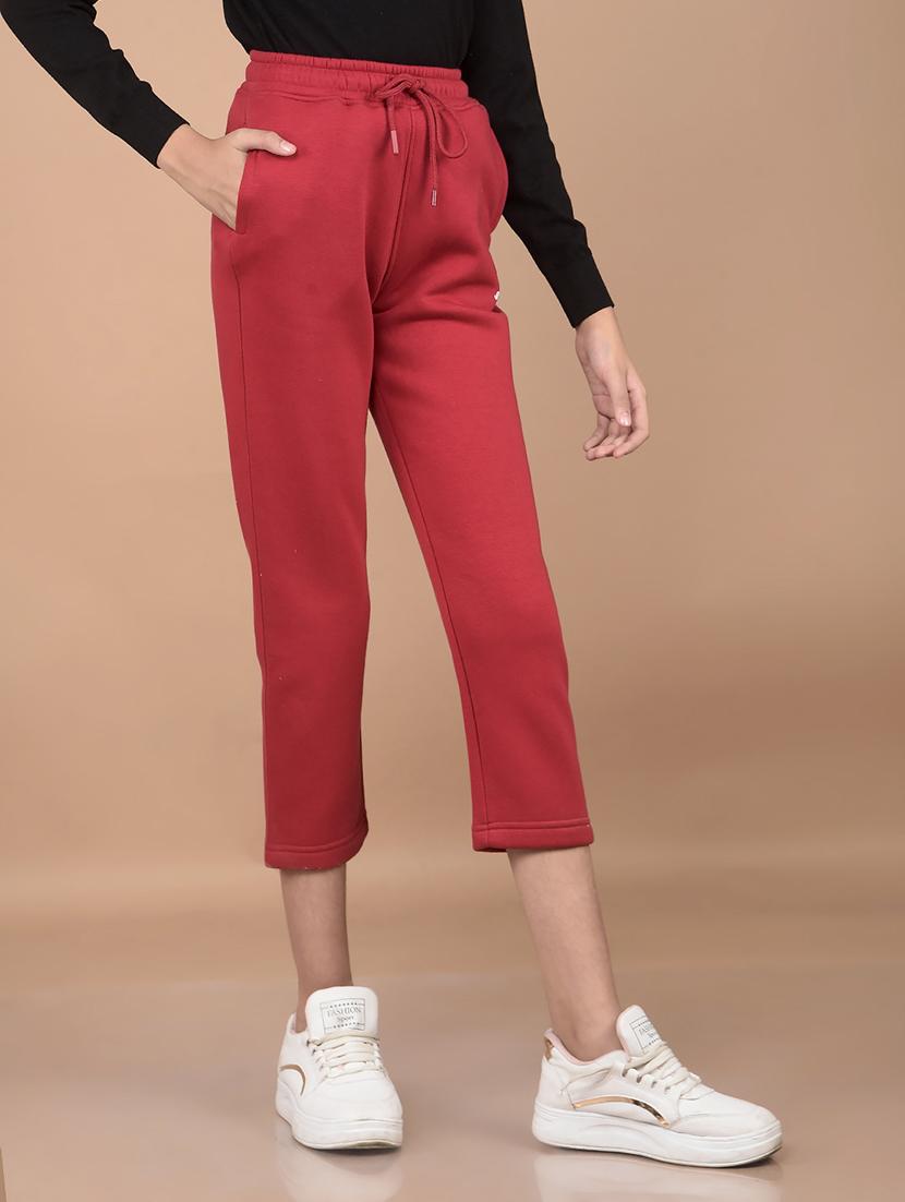 girls red solid track pants - 21688450 - Standard Image - 2