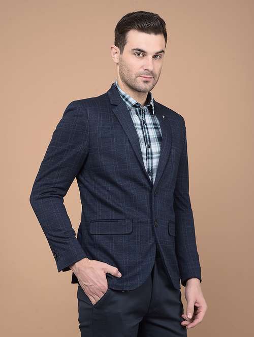 men long sleeves checkered single breasted casual blazer - 21688456 - Standard Image - 0