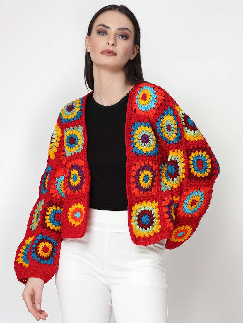 women crochet long sleeves cardigan - 21688472 - Zoom Image - 0