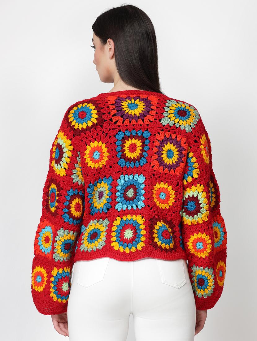 women crochet long sleeves cardigan - 21688472 - Standard Image - 2