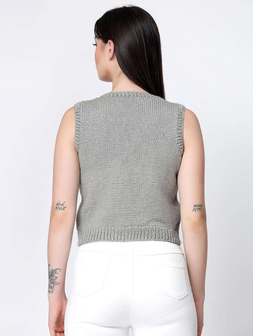 women aceylic sleeveless pullover - 21688483 - Standard Image - 2