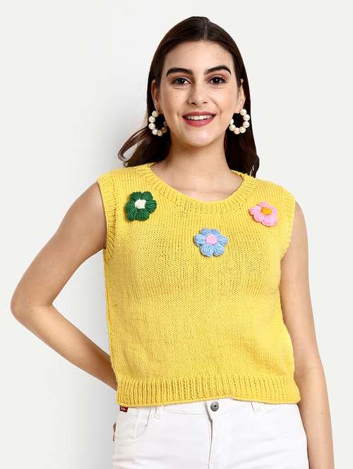 women crochet round neck sleeveless pullover - 21688485 -  Standard Image - 0