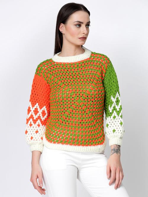 women color block round neck long sleeve pullover - 21688488 - Standard Image - 0