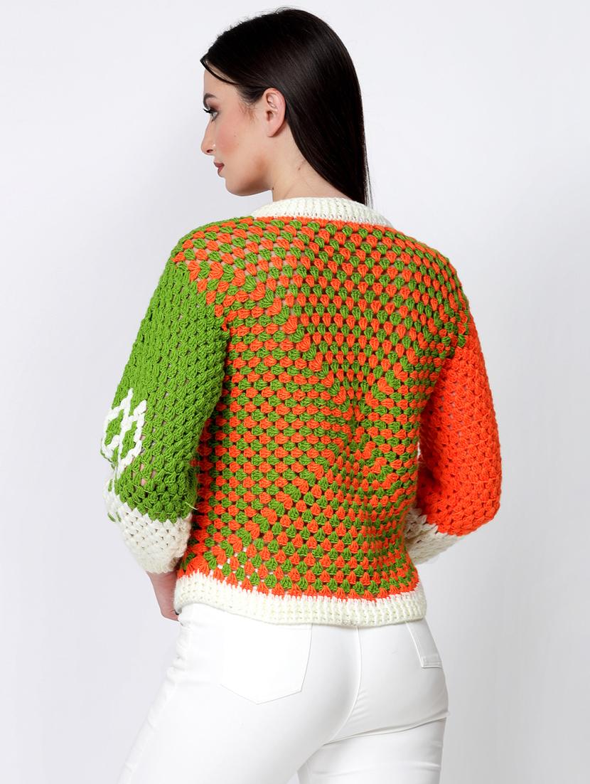 women color block round neck long sleeve pullover - 21688488 - Standard Image - 2