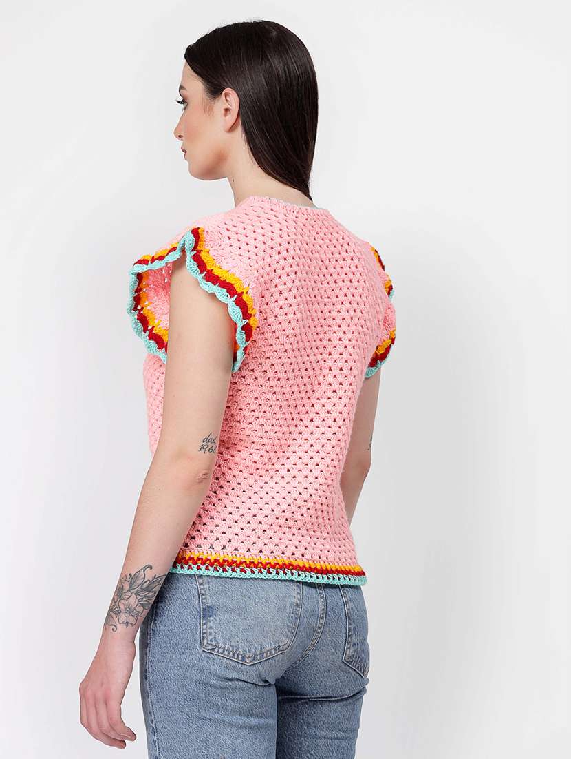 women self designed cap sleeves pullover - 21688490 -  Standard Image - 2