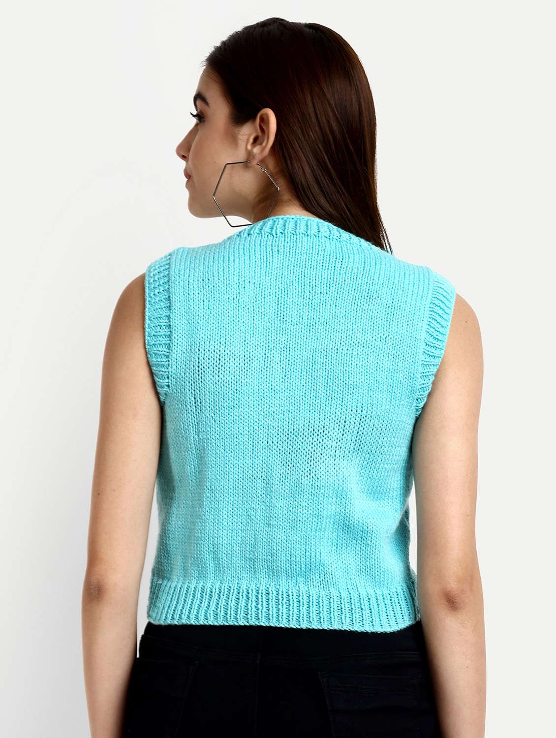 women self designed sleeveless pullover - 21688491 - Standard Image - 2