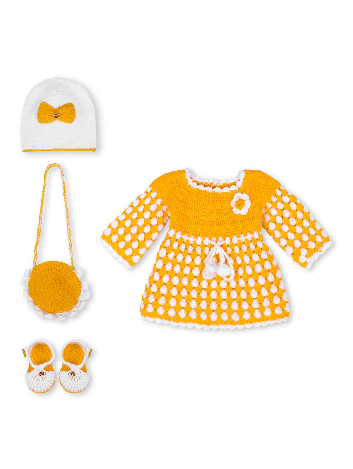 girls self design frock set combo with sling bag