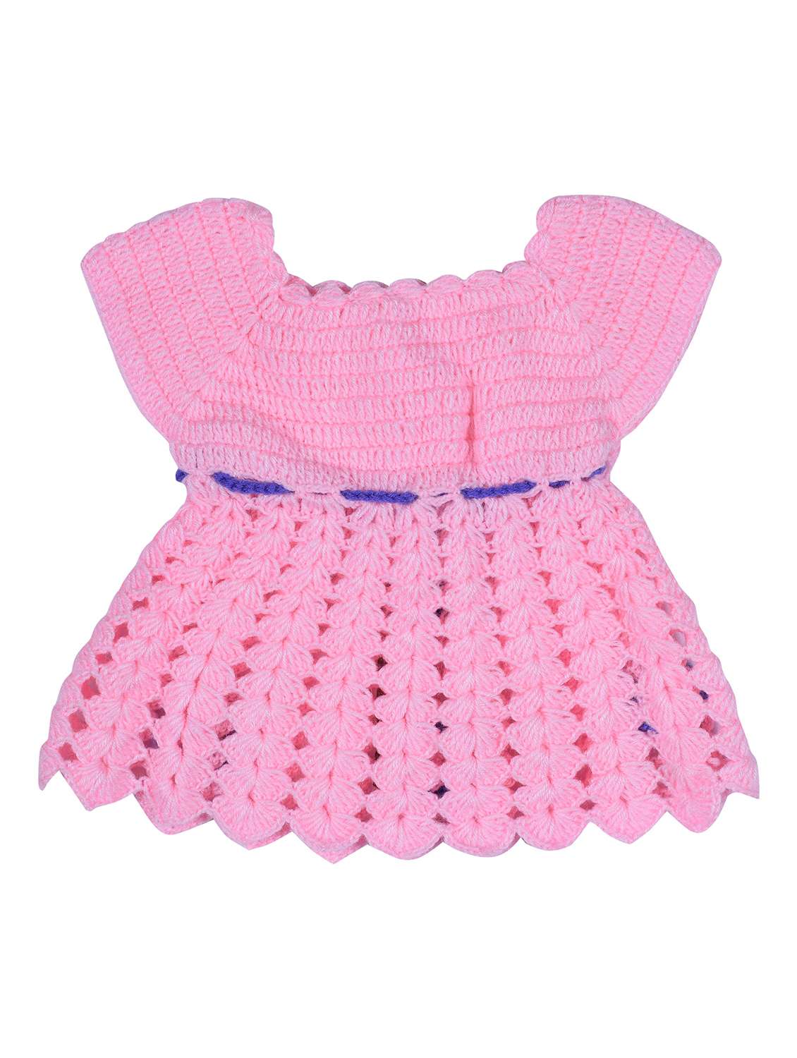 girls pink self design frock and shrug - 21688512 - Standard Image - 2
