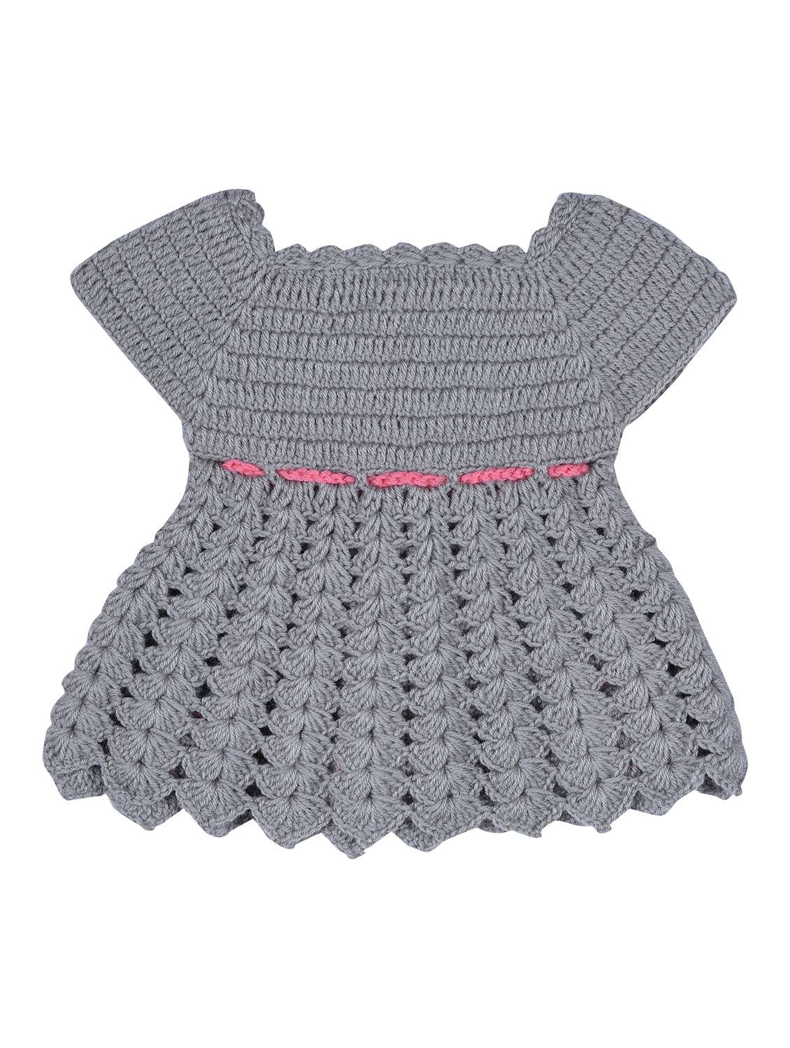 girls grey self design frock and shrug - 21688513 - Standard Image - 2