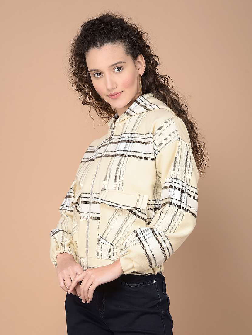 women checkered long sleeve jacket