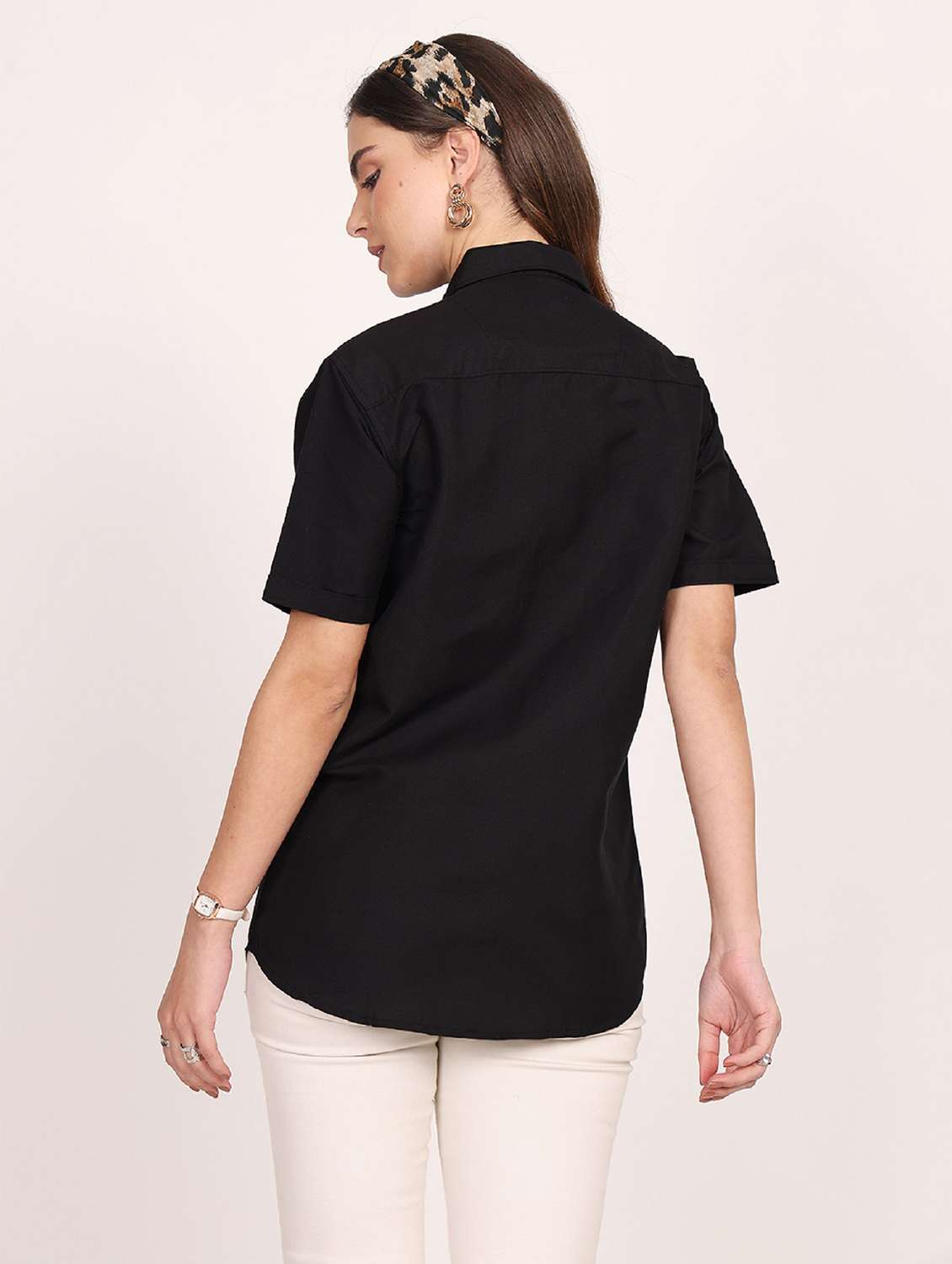 women solid short sleeve casual shirt - 21688703 -  Standard Image - 2