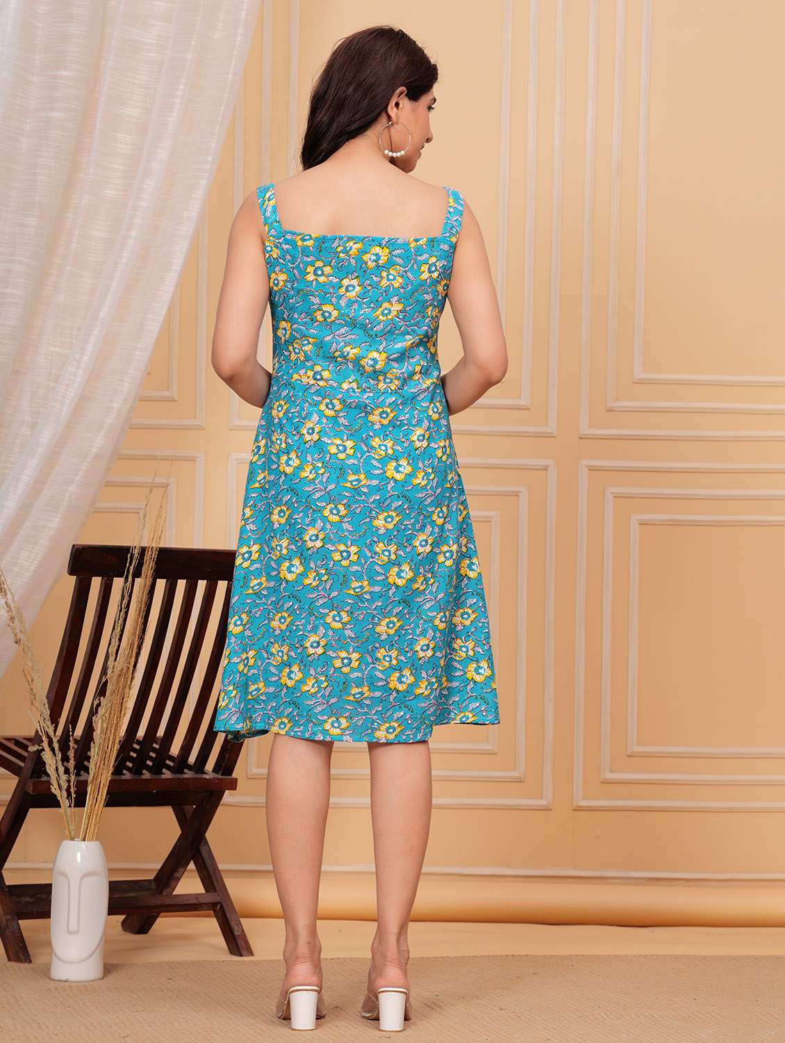 women printed sleeveless fit & flared dress - 21688721 -  Standard Image - 2