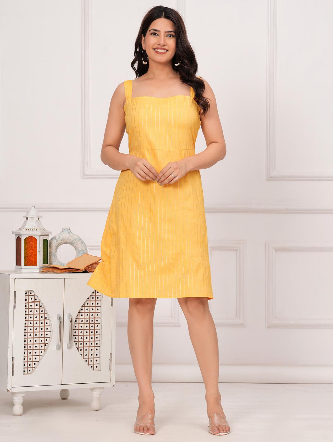 women striped sleeveless fit & flared dress - 21688722 -  Zoom Image - 0