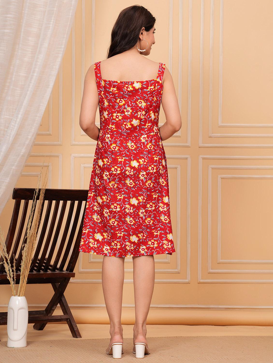 women printed sleeveless fit & flared dress - 21688723 - Standard Image - 2