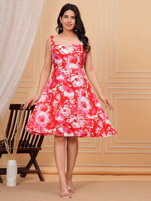 women printed sleeveless fit & flared dress - 21688725 -  Standard Image - 0