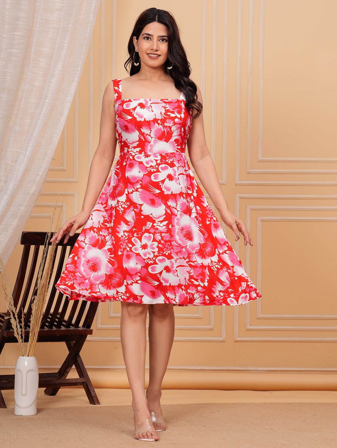women printed sleeveless fit & flared dress - 21688725 -  Zoom Image - 0
