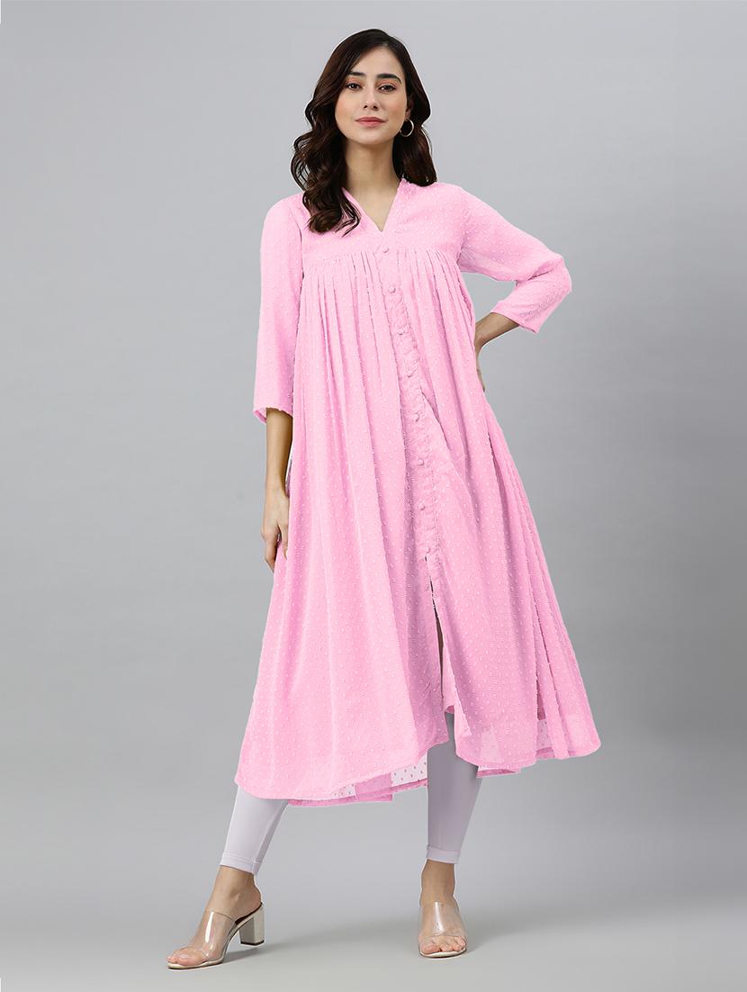 women self design three quarter sleeve flared kurta - 21688832 - Zoom Image - 0