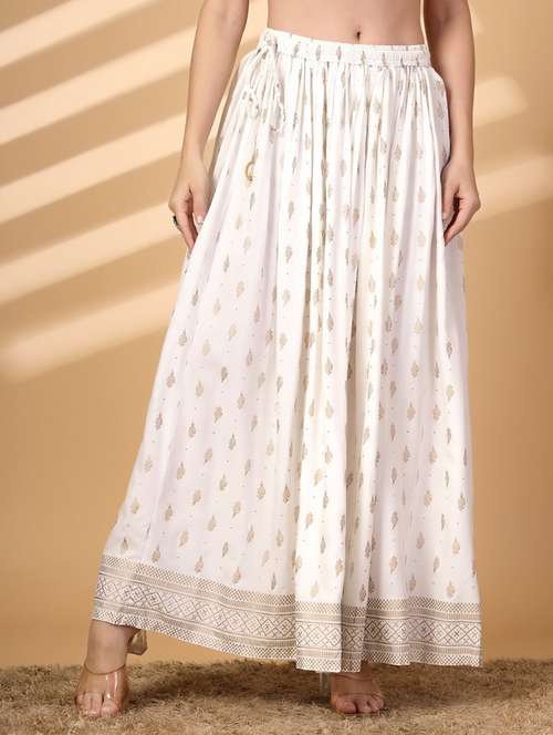 women foil print high rise flared skirt - 21688891 -  Standard Image - 0