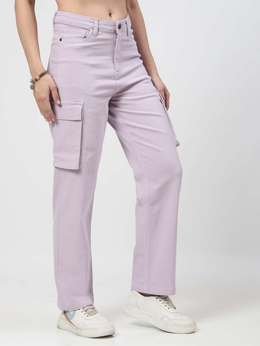 women mid rise solid cargo - 21688974 -  Standard Image - 2