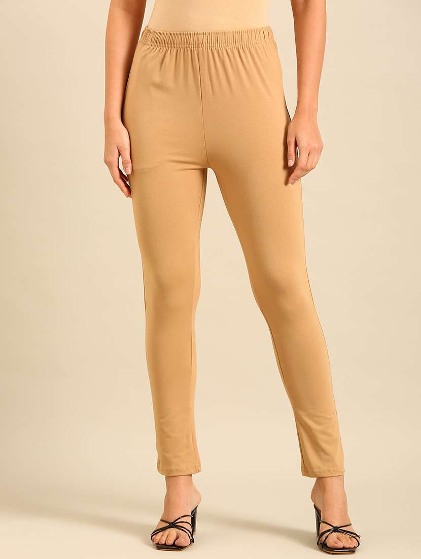 women solid mid rise ankle length legging