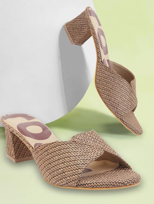 women bronze block heel sandal - 21689371 -  Standard Image - 0