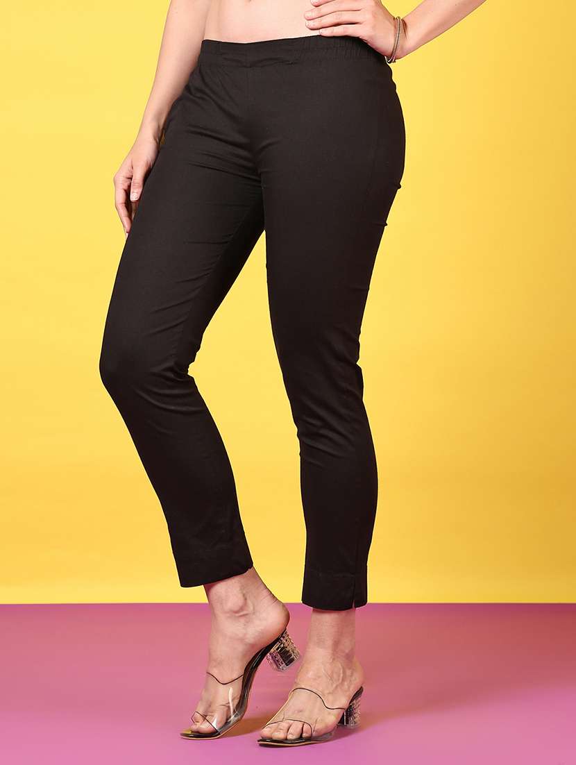 women solid mid rise tapered pant - 21689436 -  Standard Image - 2