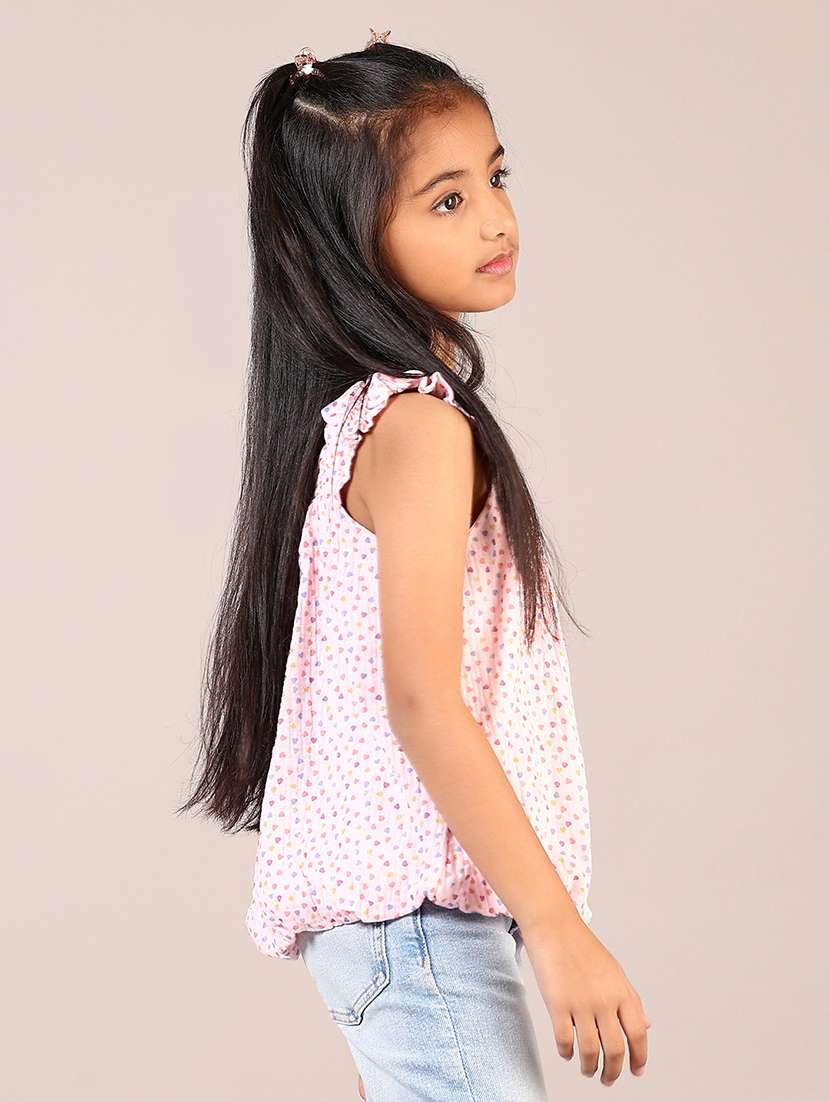 girls pink printed shoulder strap top - 21689459 -  Standard Image - 2