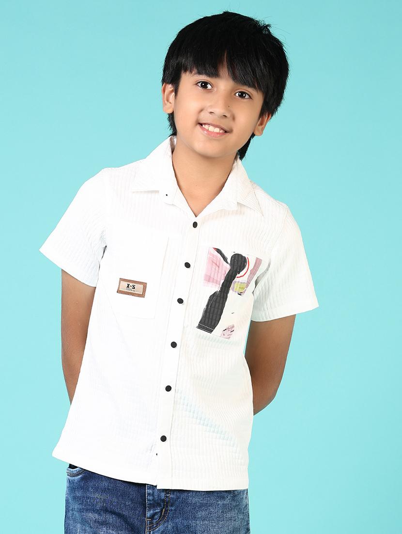 boys printed collared short sleeves shirt