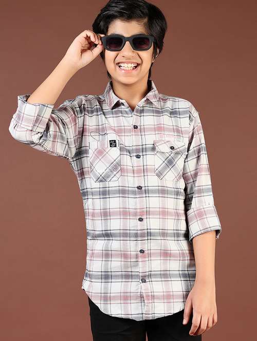 boys checkered long sleeve casual shirt - 21689462 -  Standard Image - 0