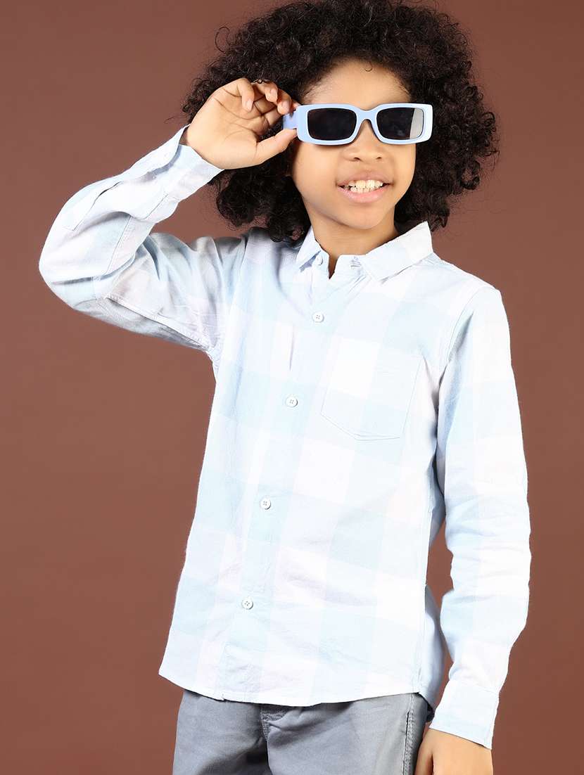 boys checkered long sleeve casual shirt
