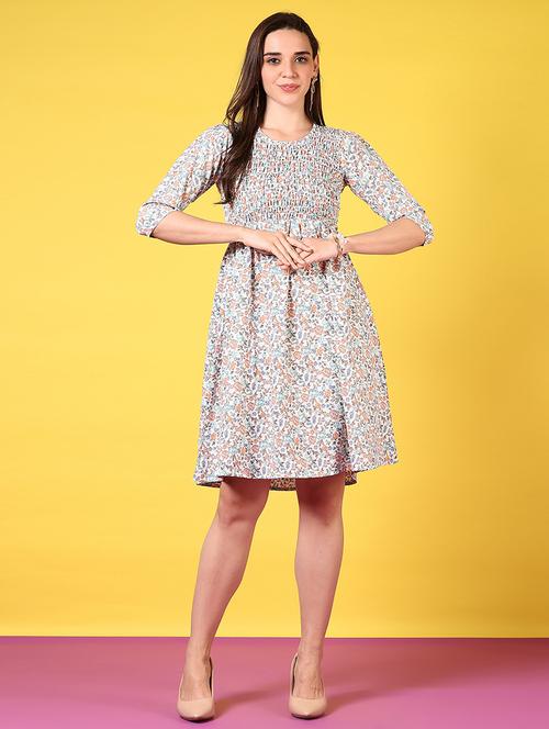 orange cotton fit & flare dress - 21689470 -  Standard Image - 0
