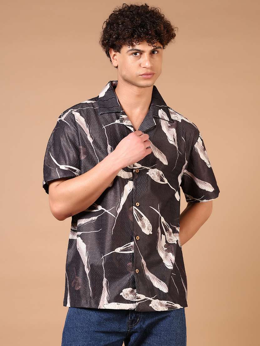 men printed short sleeve regular fit casual shirt - 21689473 - Zoom Image - 0