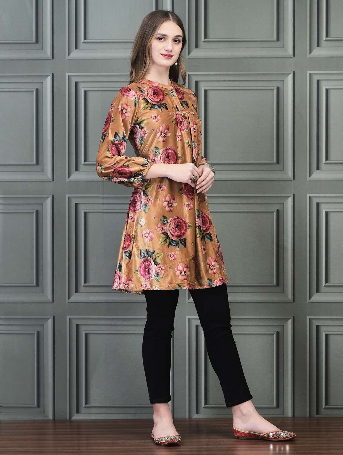 women floral long sleeve a-line tunic - 21689619 -  Standard Image - 2