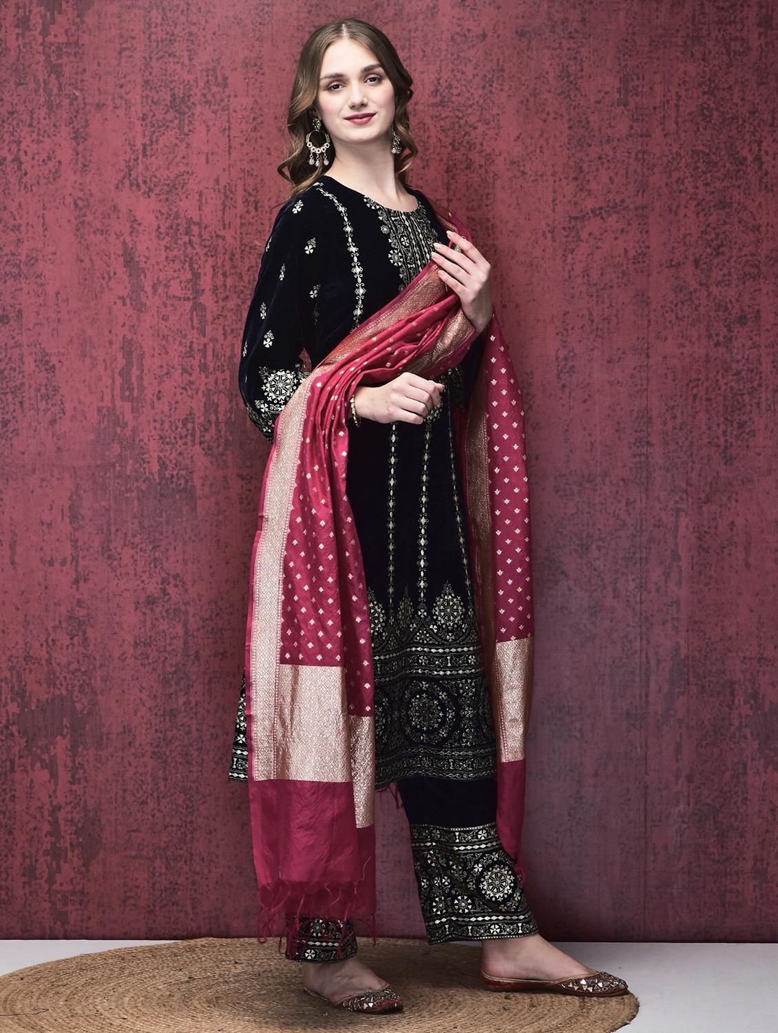 women embroidered long sleeve suit set - 21689707 - Standard Image - 2