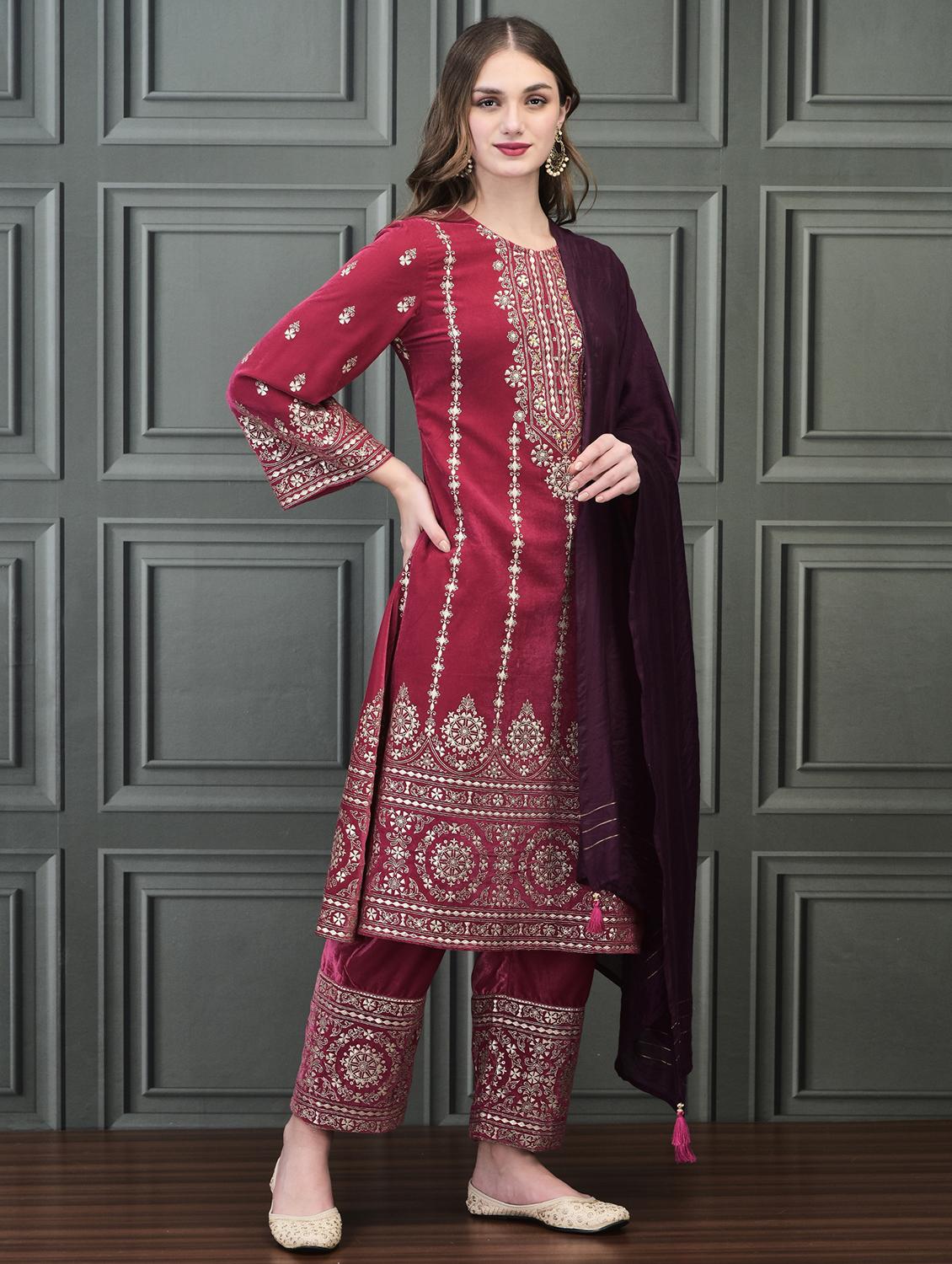 women embroidered long sleeve suit set - 21689708 - Standard Image - 2