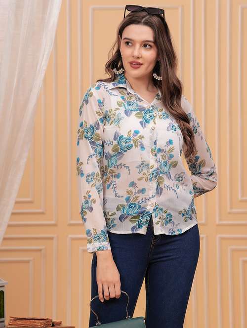 women floral print collared regular shirt - 21689856 -  Standard Image - 0
