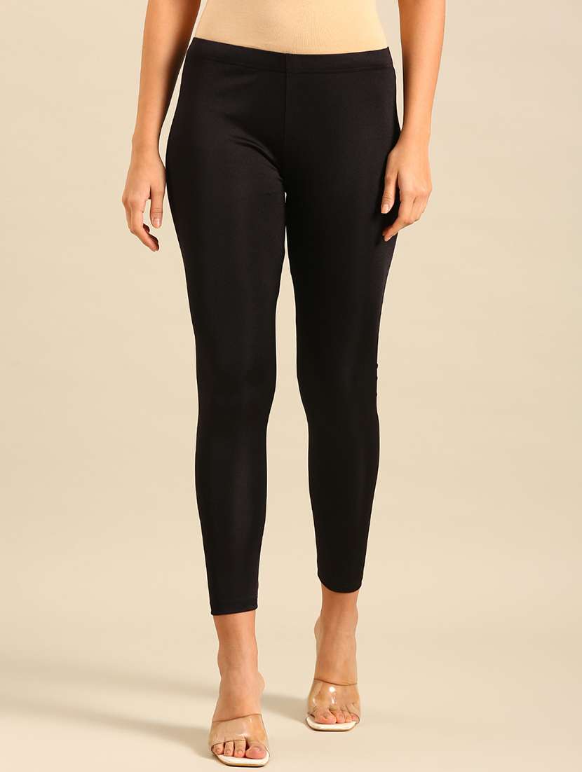 women solid mid rise legging