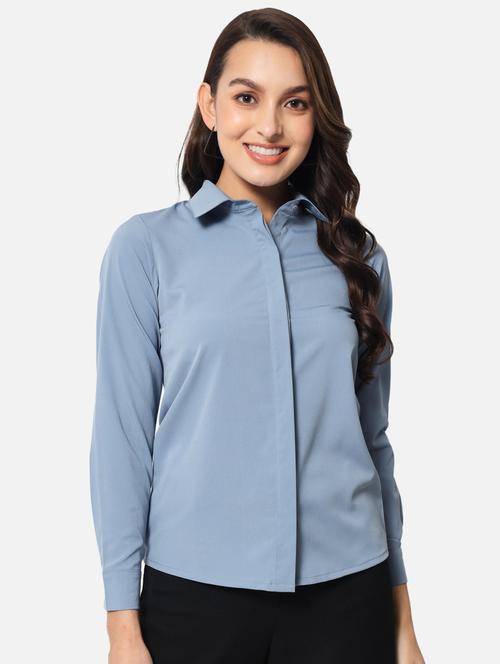 women long sleeves solid regular shirt - 21689875 - Standard Image - 0