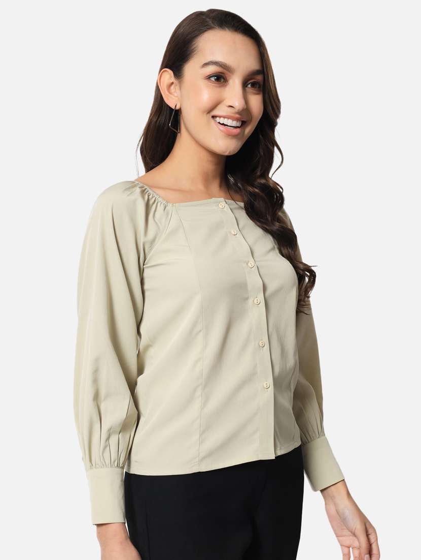 women long sleeves solid regular shirt - 21689888 -  Standard Image - 2