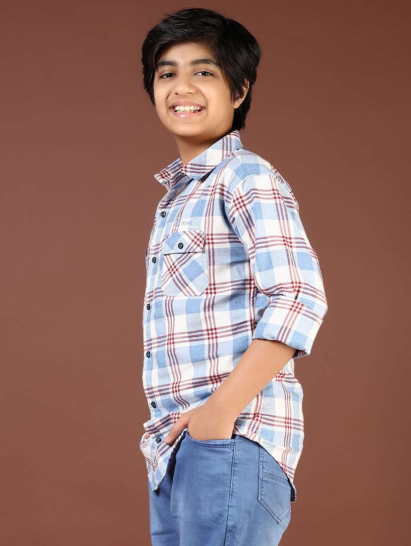 boys checkered long sleeve casual shirt - 21690031 -  Standard Image - 2