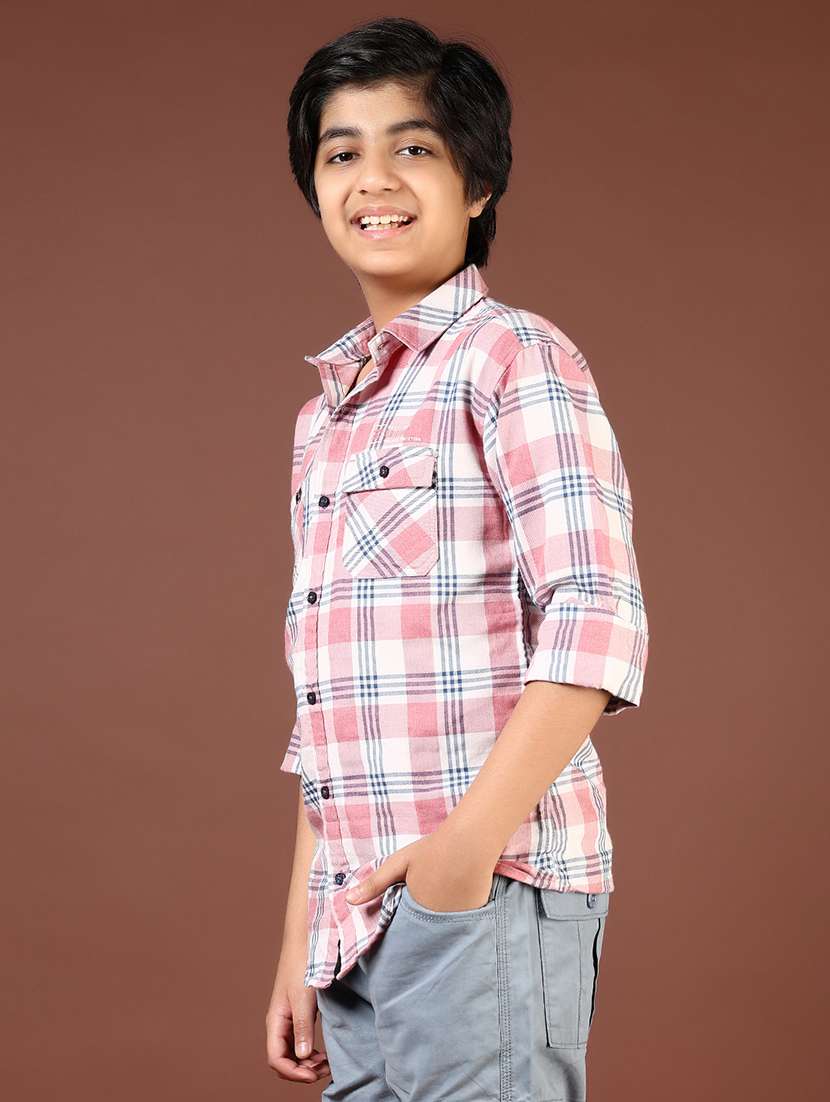 boys checkered long sleeve casual shirt - 21690032 -  Standard Image - 2