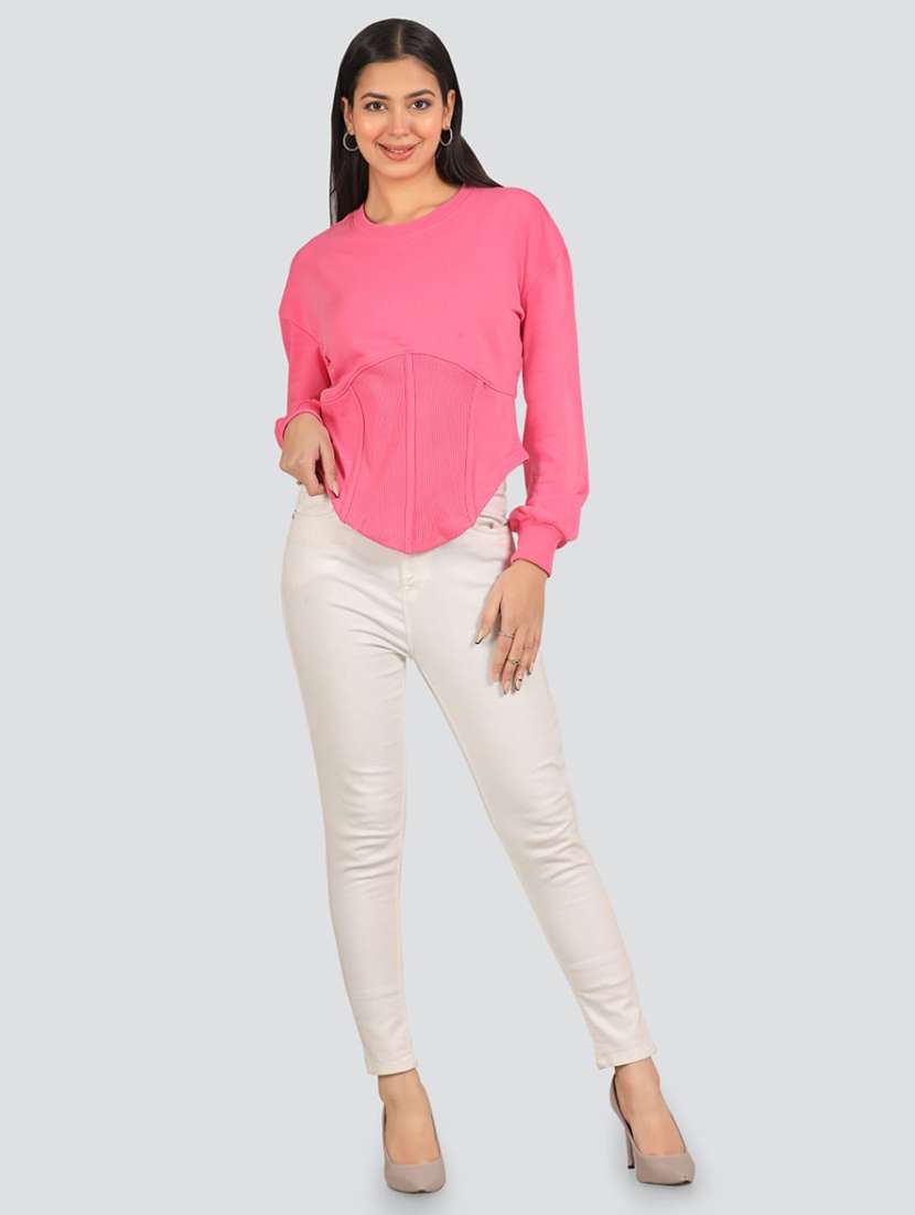 peach fleece plain sweatshirt - 21690130 -  Standard Image - 2