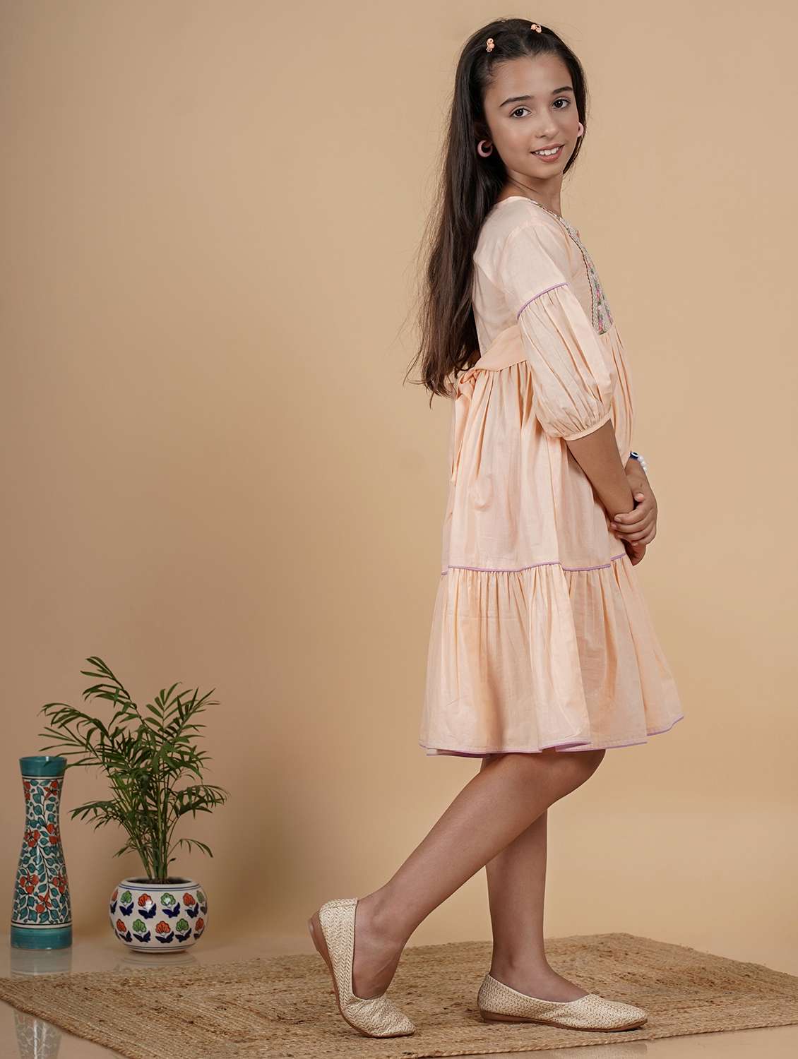 girls embroidered tiered dress - 21690134 - Standard Image - 2
