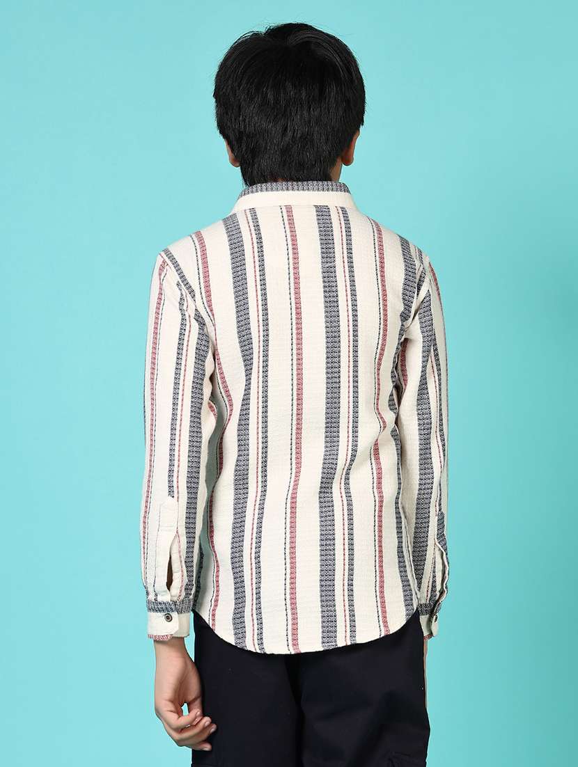 Boys Striped Collared Long Sleeves Shirt