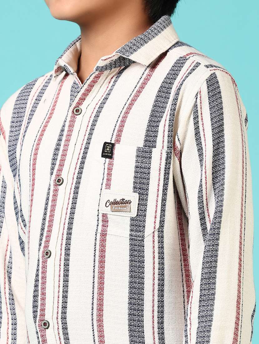 Boys Striped Collared Long Sleeves Shirt