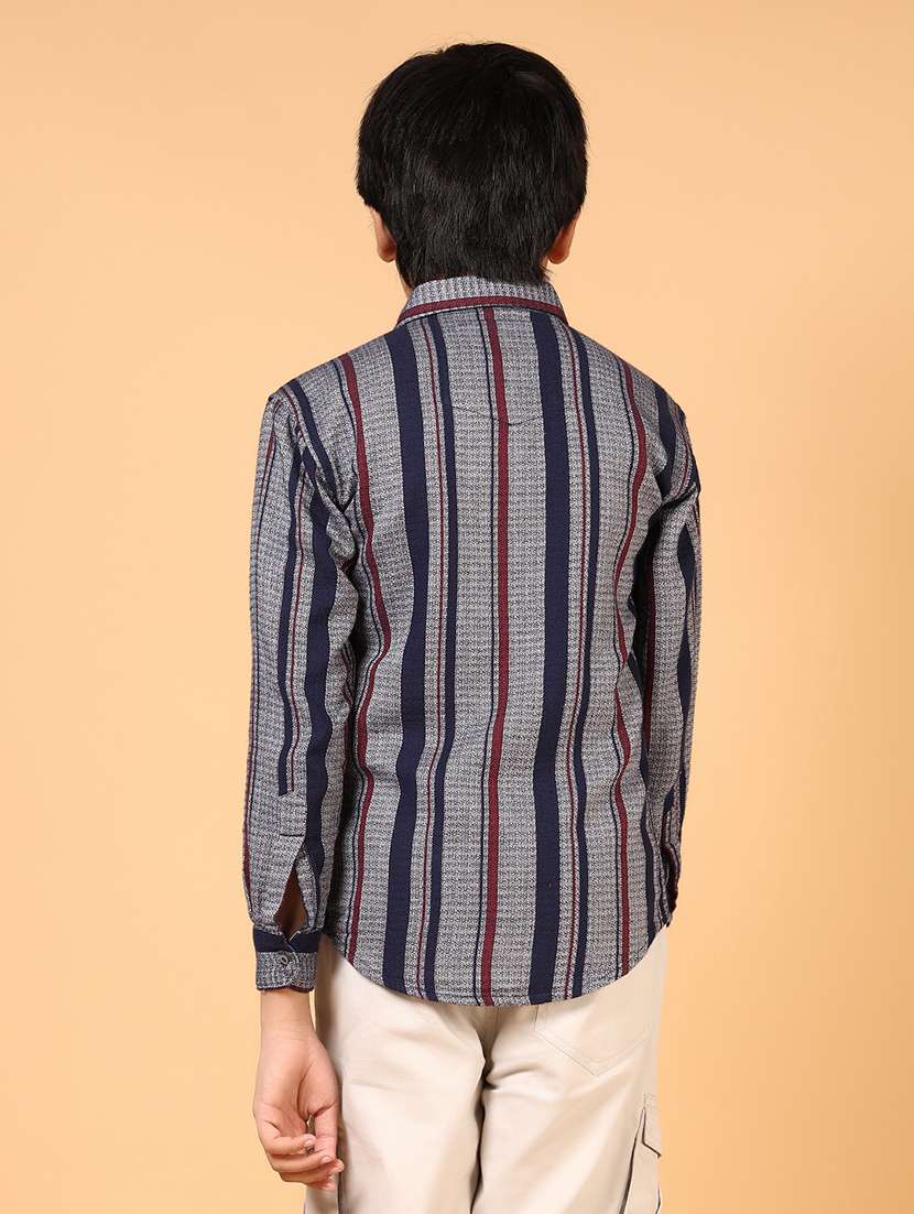 boys striped collared long sleeves shirt - 21690607 -  Standard Image - 2
