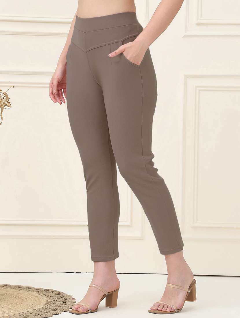 women solid high rise jegging - 21690674 -  Standard Image - 2