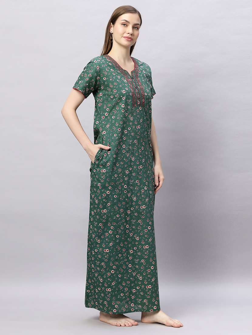 women printed short sleeves nighty - 21690745 -  Standard Image - 2