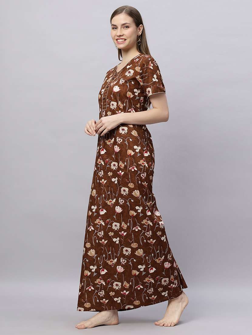 women printed short sleeves nighty - 21690747 -  Standard Image - 2